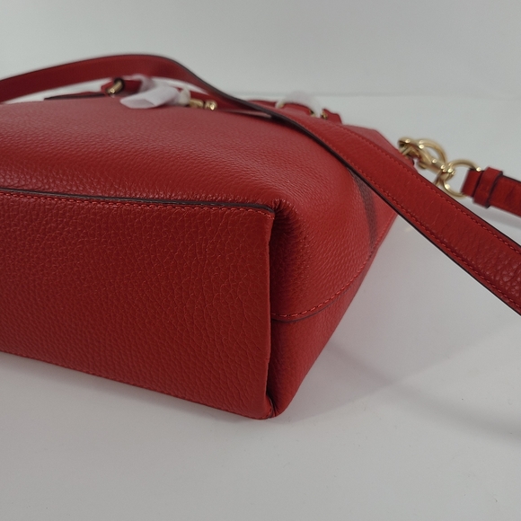 Coach Pebbled Leather Remi Satchel Crossbody NWT Electric Red Goldtone Handbag - Picture 9 of 14